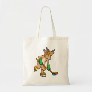 Tote Bag Rinder au hockey sur glace avec bâton de hockey