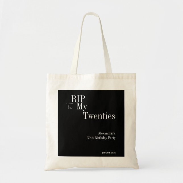 Tote Bag RIP 20s 30e anniversaire Black and White Party (Devant)