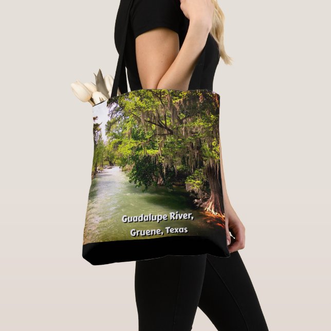 Tote Bag Rivière Guadalupe en Gruene, Texas Aquarelle (De près)