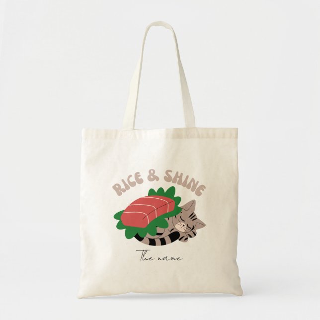 Tote Bag Riz et brillance, chat sushi (Devant)