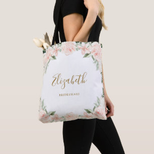 Tote Bag Robe de demoiselle d'honneur florale rose Mariage