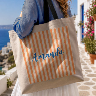 Tote Bag Robe de demoiselle d'honneur moderne orange rayée