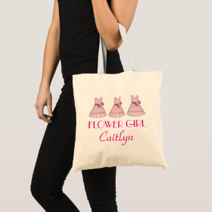 Tote Bag Robe Fille Rose Fleur Fête Personnalisée Mariage