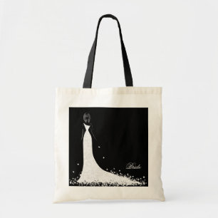 Tote Bag Robe Mariage noir & blanc & dentelle Vintage