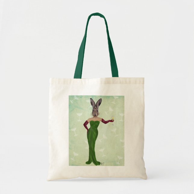 Tote Bag Robe verte 2 lapin (Devant)