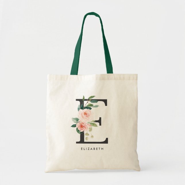 Tote Bag Robes de demoiselle d'honneur à monogramme floral  (Devant)