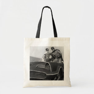 Tote Bag Robin et Batman debout dans Batmobile