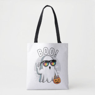 Tote Bag Rock Ghost Retro Halloween Citrouille Funny Boo