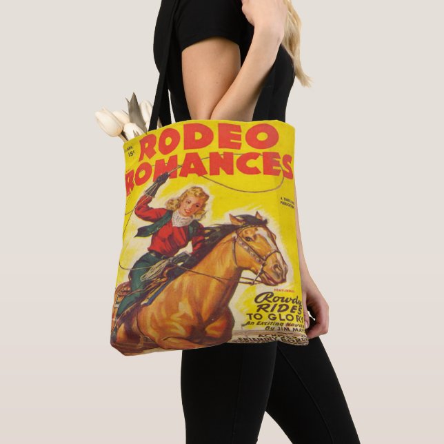 Tote Bag Rodéo Western Rodéo Cowgirl Roping Rodéo Romance (De près)