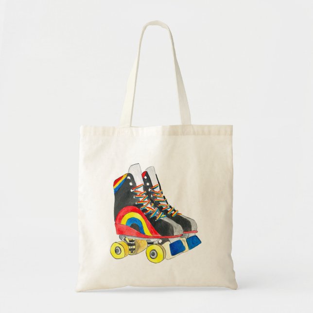 Tote Bag Rollerskates art des années quatre-vingts (Devant)