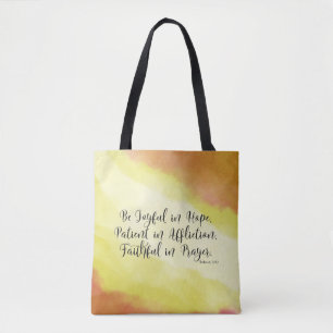 Tote Bag Romains 12:12 Soyez Joyeux dans l'espérance Bible