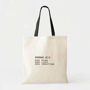 Tote Bag Romains 12:2 Nouvelle Création de Vie Minimaliste