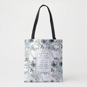 Tote Bag Romains 15:13 Dieu de l'Espoir, Floral
