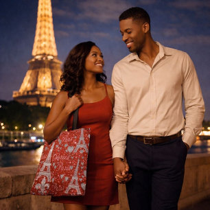 Tote Bag Romance de Paris Tour Eiffel & Cœurs