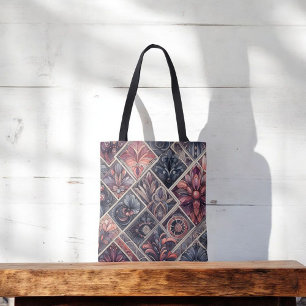 Tote Bag Romance foncée Bourgogne Art Déco Floral Été