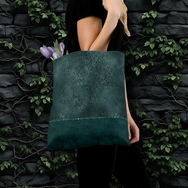 Tote Bag Romance Turquoise de minuit | Dark Satiny Grunge D (Créateur téléchargé)