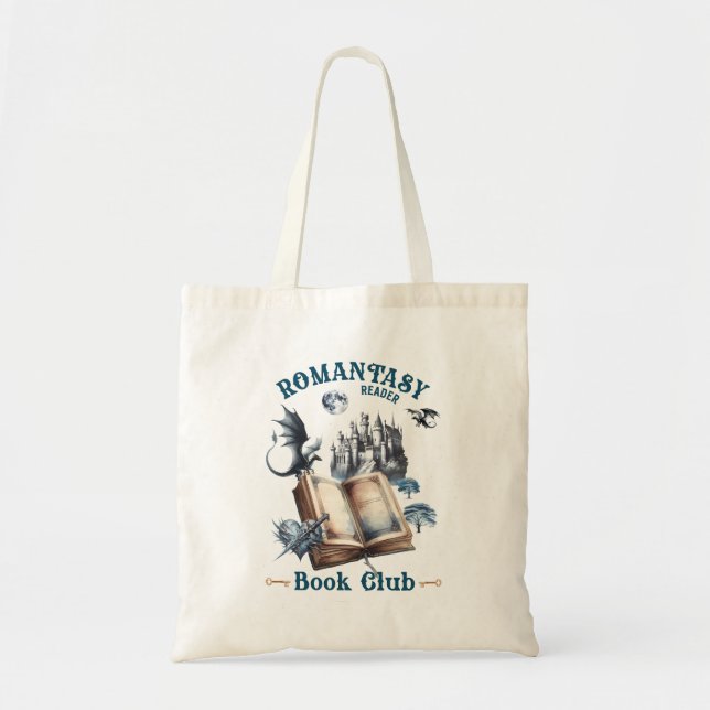 Tote Bag Romantasy Reader Dragon Book Club Castle (Devant)