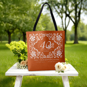 Tote Bag Romantique Burnt Orange 40e anniversaire Mariage