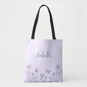 Tote Bag Romantique élégant floral mauve