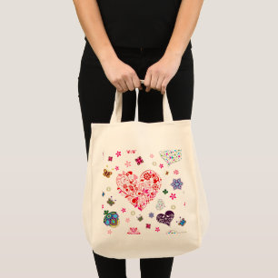 Tote Bag Romantique Vintage Printemps Blush rose Fleurs de 