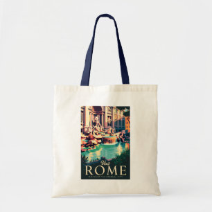 Tote Bag Rome Italie Trevi Fontaine Illustration Voyage Art