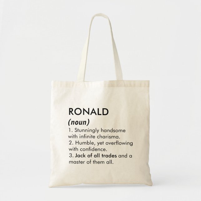 Tote Bag Ronald name, Editable name, Custom name (Devant)