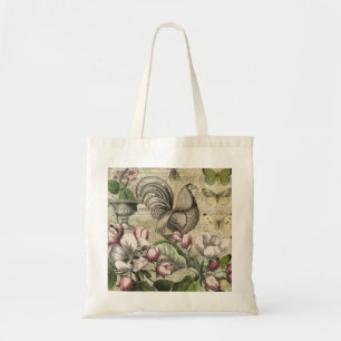 Tote Bag Rooster Garden Flower Papillon Art