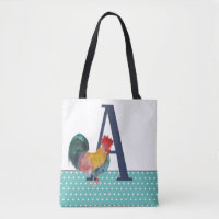 Rooster Rustique Grand Monogramme Pois Turquoises