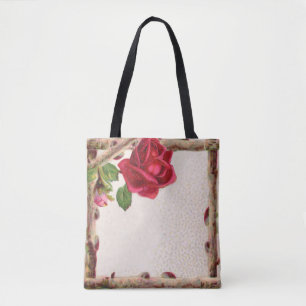 Tote Bag Rose ancienne vintage rustique victorienne antique