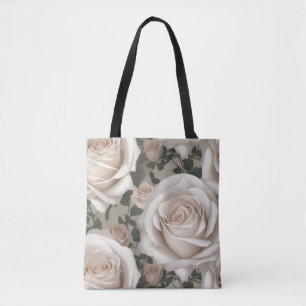 Tote Bag Rose blanche vintage