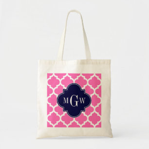 Tote Bag Rose Chaud #2 Wht Marocain #5 Navy 3 Monogramme In