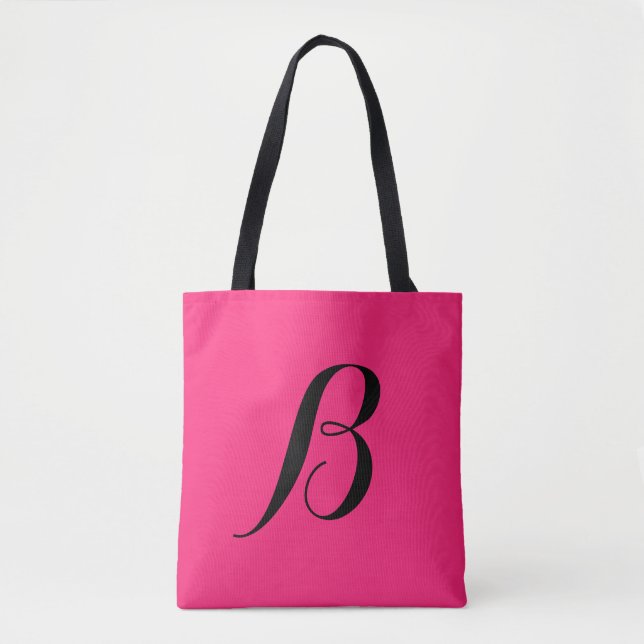 Tote Bag Rose chaud personnalisé initial (Devant)