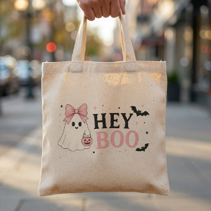 Tote Bag Rose Coquette Hey Boo Fantôme Halloween
