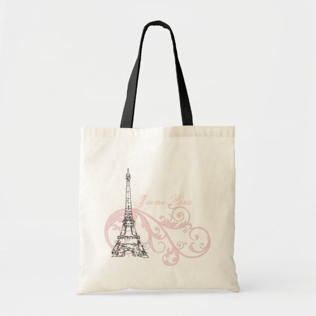 Tote Bag Rose de Paris de Tour Eiffel (Devant)