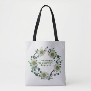 Tote Bag Rose de tournesol Floral Wreath Citation inspirant