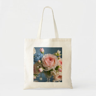 Tote Bag Rose délicate avec perle dans le vase
