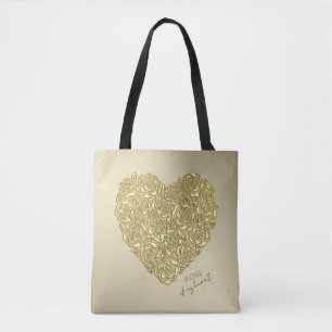 Tote Bag Rose D'or Élégante De Mon Cœur