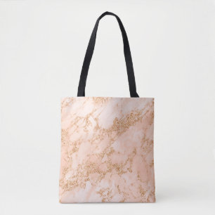 Tote Bag Rose en marbre parties scintillant d'or abstrait