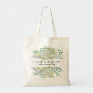 Tote Bag Rose et Hydrangea Mariage Bienvenue