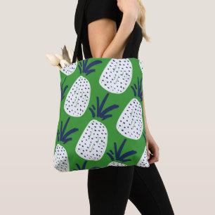 Tote Bag Rose et motif abstrait d'ananas et de cactus de