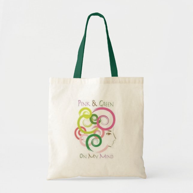 Tote Bag Rose et vert sur mon esprit (Devant)
