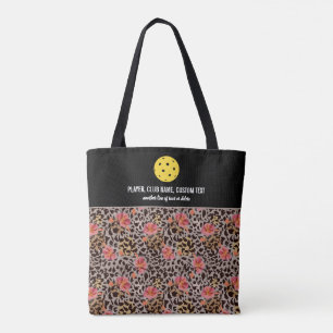 Tote Bag Rose Floral Cheetah Imprimer Pickleball Paddle per