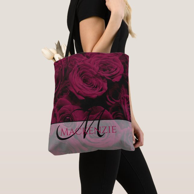Tote Bag Rose foncé magenta rouge bordeaux (De près)