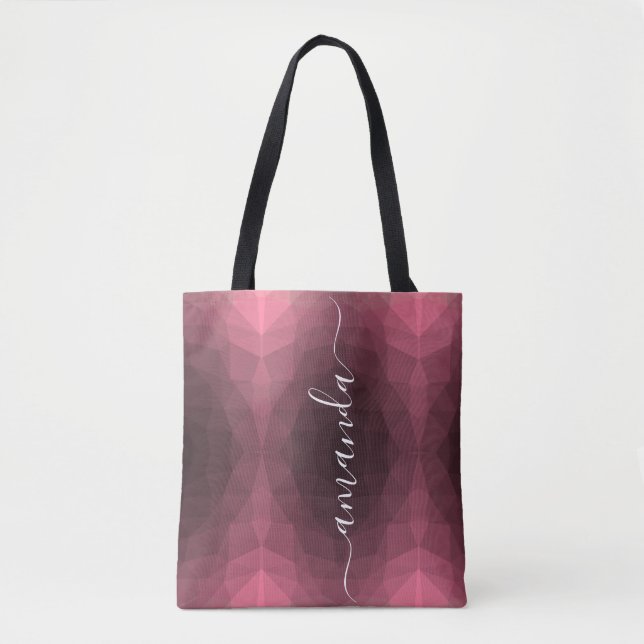 Tote Bag Rose Géométrique Personnalisée (Devant)