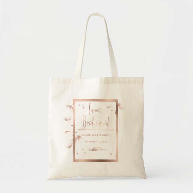 Tote Bag Rose Gold Dandelion Junior Bridesmaid Cadeau (Devant)