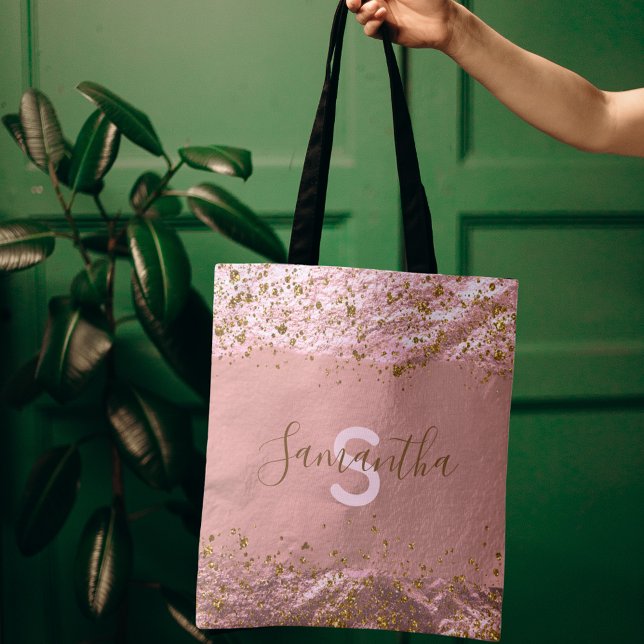 Tote Bag Rose Gold Foil Glitterie élégant chic moderne Fanc (Créateur téléchargé)