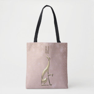 Tote Bag Rose Gold Pailleté Chien Monogrammé