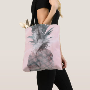 Tote Bag Rose Gold Rose Tropical Summer Pineapple Glamour