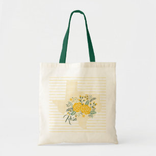 Tote Bag Rose jaune du Texas - En vichy Etat avec Rose