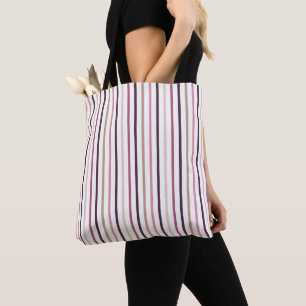 Tote Bag Rose Mauve et Rayures Verticales prune Esthétique